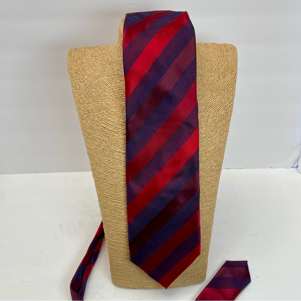 Tino Cosma red and blue Stripe Tie silk made in Italy